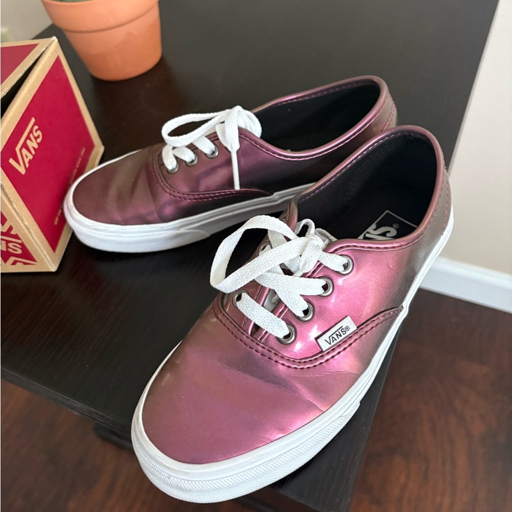 Vans Iridescent Pink Low-Top Sneakers with White Laces